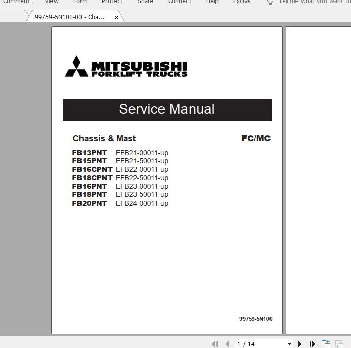 Mitsubishi Forklift FB15PNT Service Manual 1