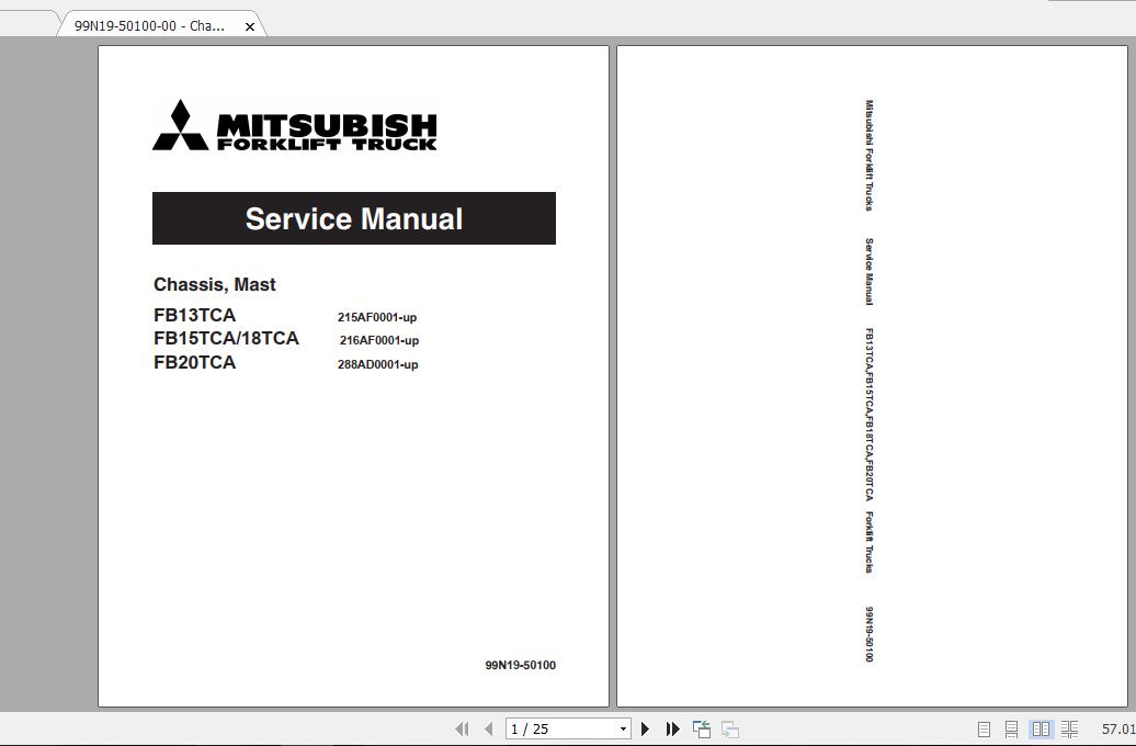 Mitsubishi Forklift FB15TCA Service Manual 1