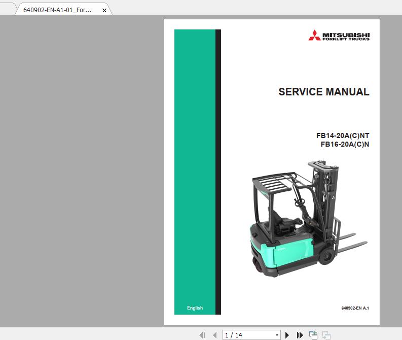 Mitsubishi Forklift FB16ACNT Service Manual 1