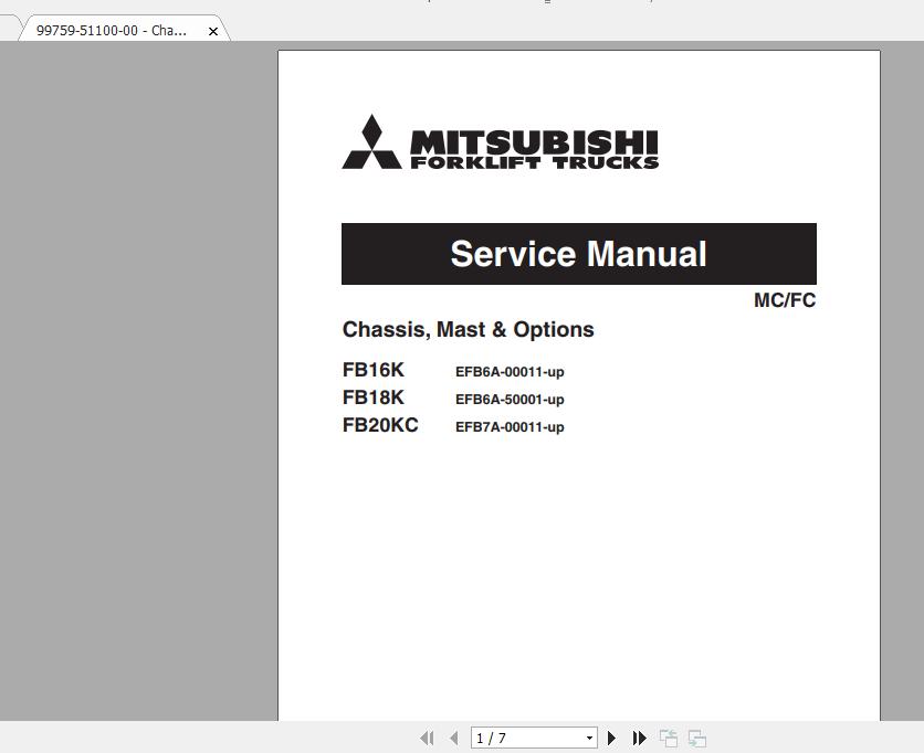Mitsubishi Forklift FB16K Service Manual 1