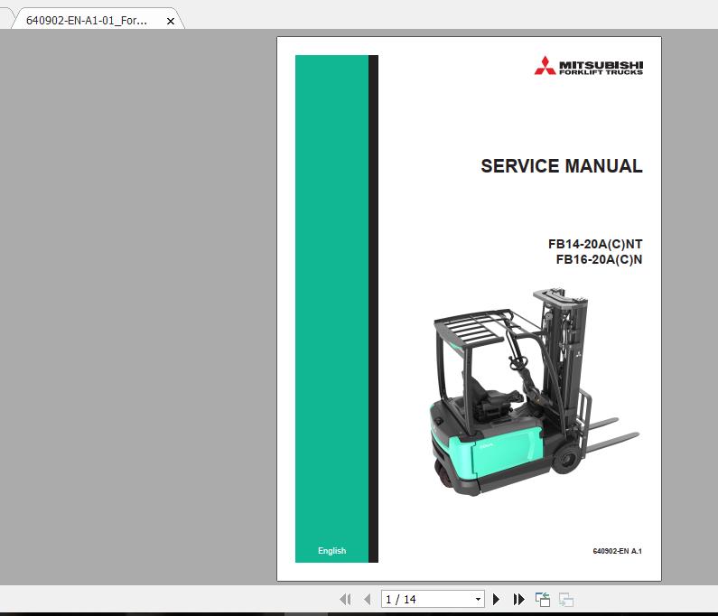 Mitsubishi Forklift FB18ACN Service Manual 1