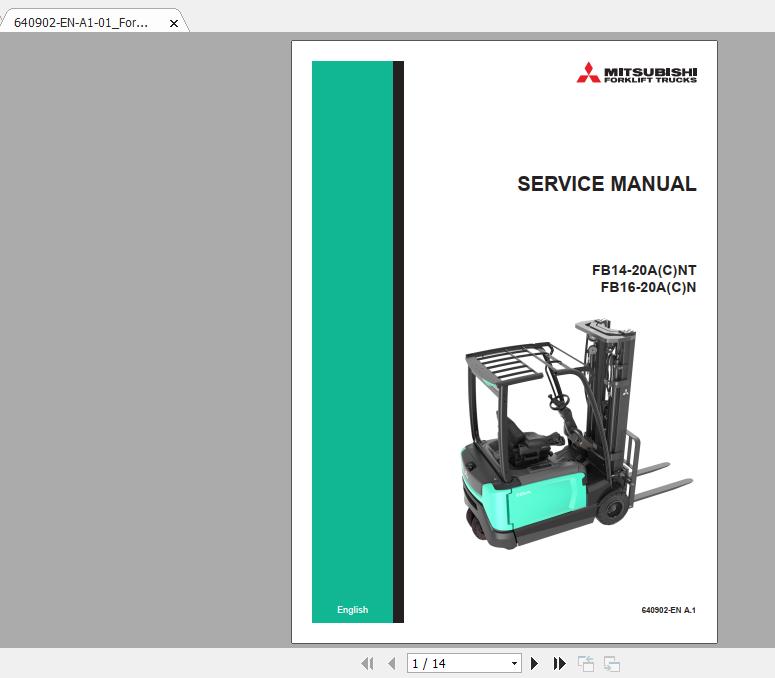 Mitsubishi Forklift FB18ANT Service Manual 1