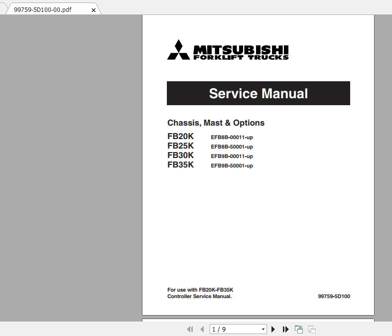 Mitsubishi Forklift FB25K Service Manual 1
