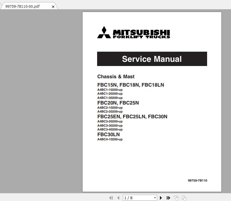 Mitsubishi Forklift FBC15N Service Manual 13tWL6