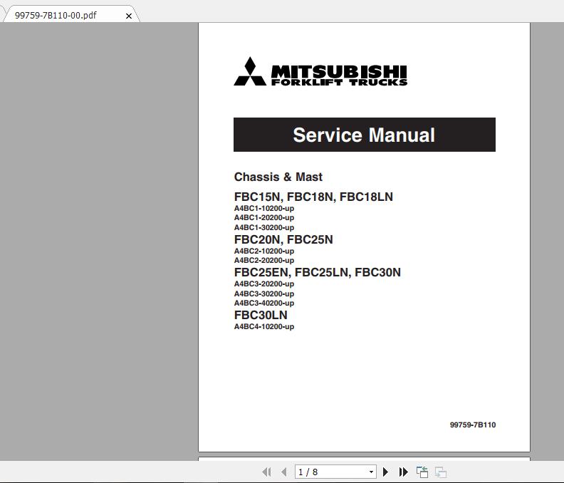 Mitsubishi Forklift FBC25N Service Manual 1