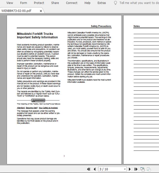 Mitsubishi Forklift FBC55N Service Manual 1