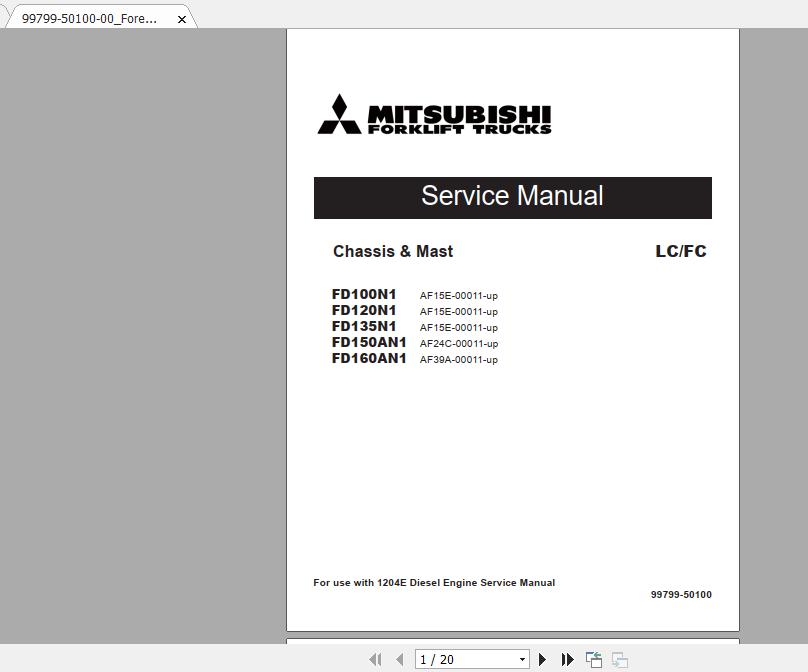 Mitsubishi Forklift FD100N1 Service Manual 1