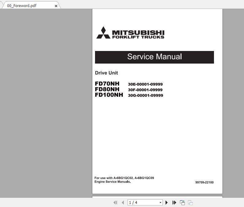 Mitsubishi Forklift FD100NH Service Manual 1