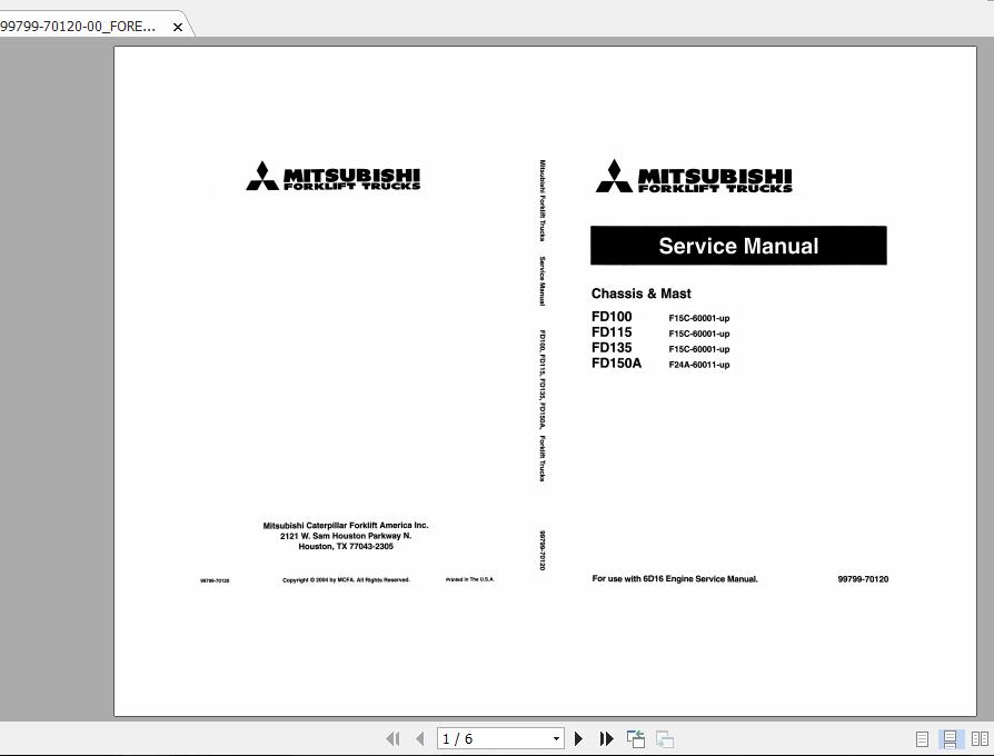 Mitsubishi Forklift FD115 Service Manual 1