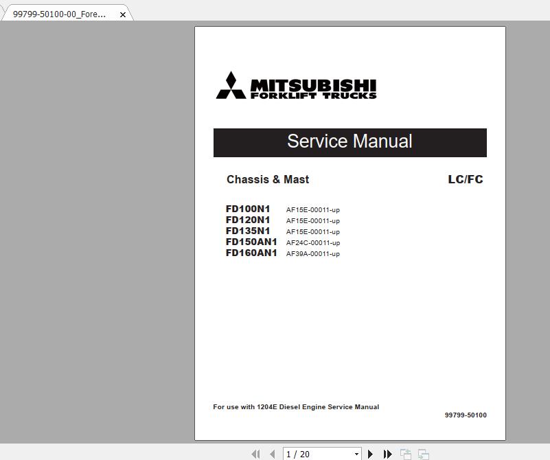 Mitsubishi Forklift FD120N1 Service Manual 1