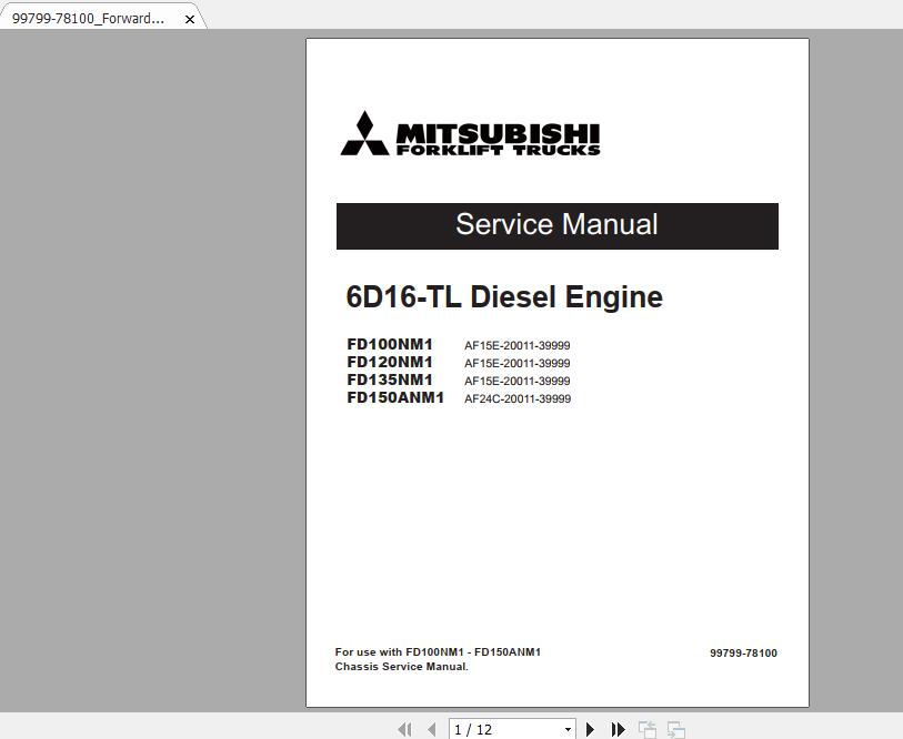 Mitsubishi Forklift FD120NM1 Service Manual 1