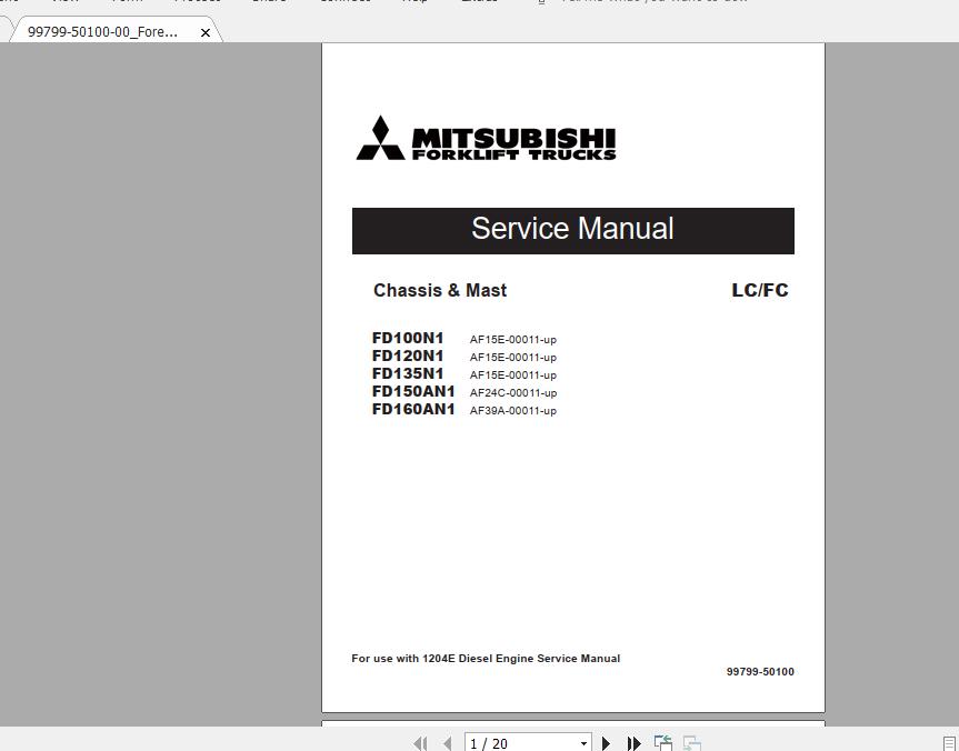 Mitsubishi Forklift FD135N1 Service Manual 1