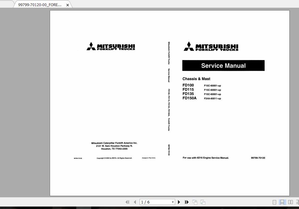 Mitsubishi Forklift FD135 Service Manual 1