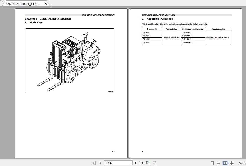 Mitsubishi Forklift FD150ANZ Service Manual 1