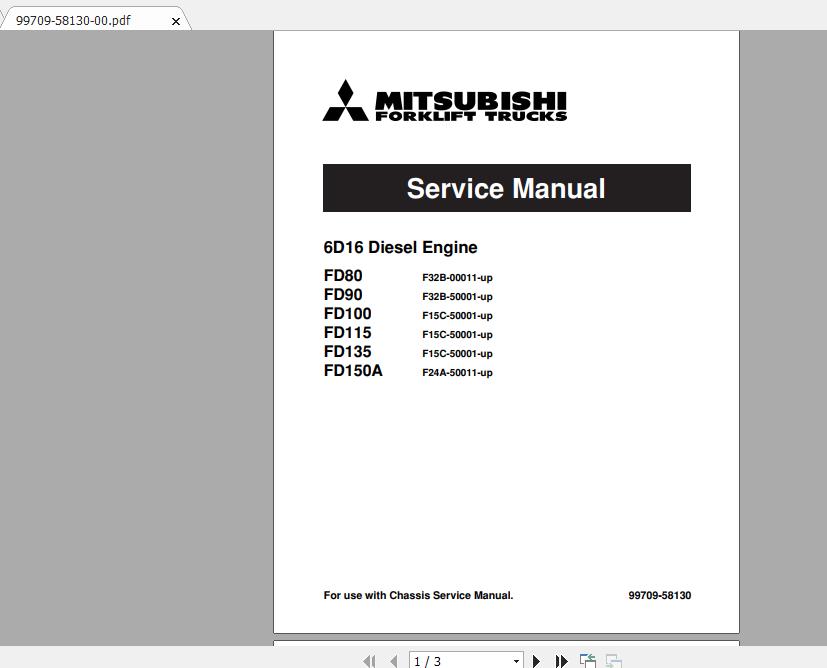 Mitsubishi Forklift FD150A Service Manual 1