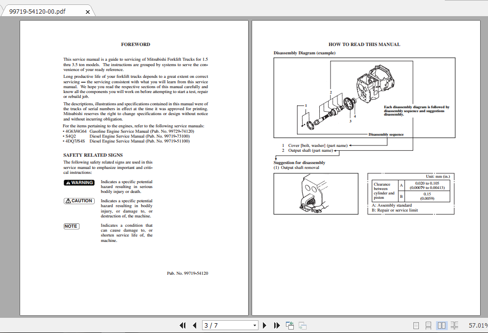 Mitsubishi Forklift FD15K MC Service Manual 1K75qw