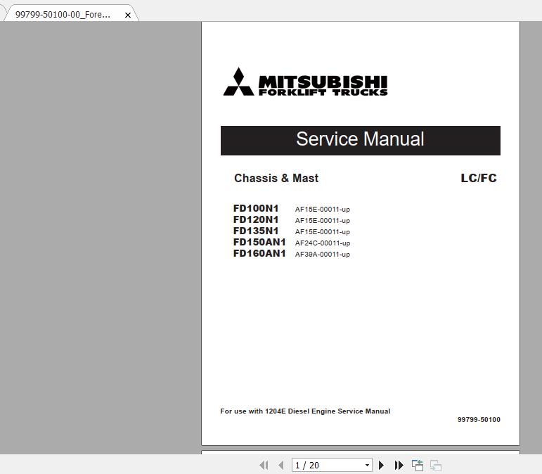 Mitsubishi Forklift FD160AN1 Service Manual 1
