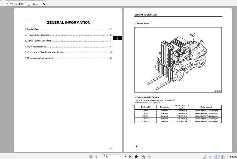 Mitsubishi Forklift FD160AN Service Manual 1