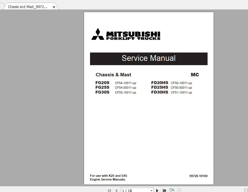 Mitsubishi Forklift FD20HS Service Manual 1