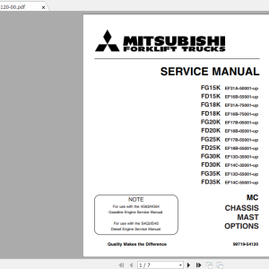 Mitsubishi Forklift FD30K MC Service Manual 1
