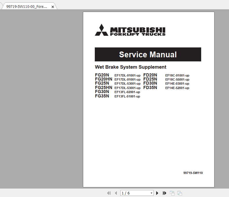 Mitsubishi Forklift FD35AN Service Manual 1