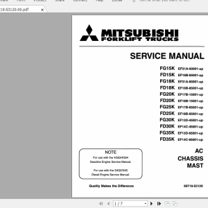 Mitsubishi Forklift FD35K FC Service Manual 1