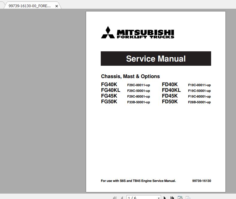 Mitsubishi Forklift FD40KL Service Manual 1