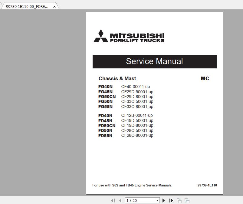 Mitsubishi Forklift FD40N Service Manual 1