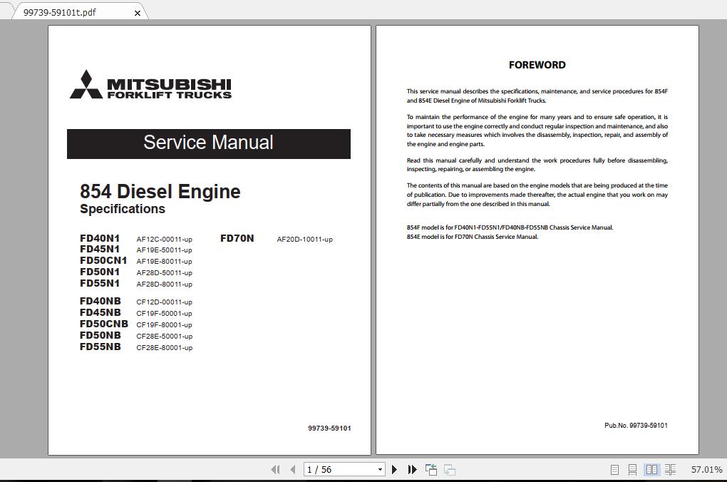 Mitsubishi Forklift FD45N1 Service Manual 1
