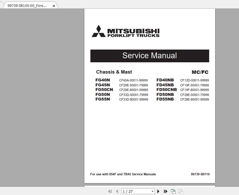 Mitsubishi Forklift FD45NB Service Manual 1