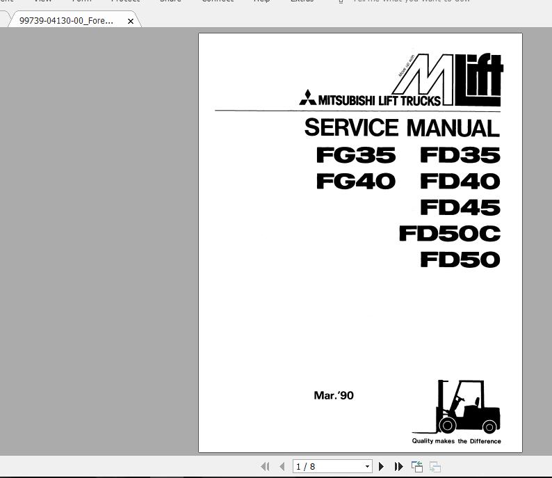Mitsubishi Forklift FD45 Service Manual 1