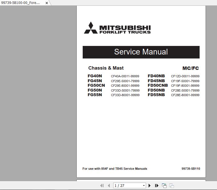 Mitsubishi Forklift FD50CNB Service Manual 1