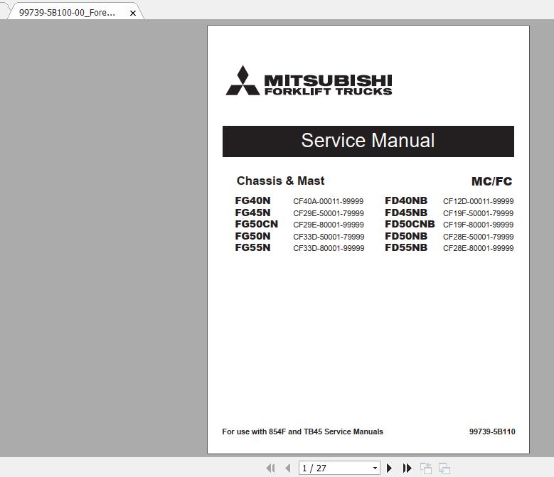 Mitsubishi Forklift FD55NB Service Manual 1