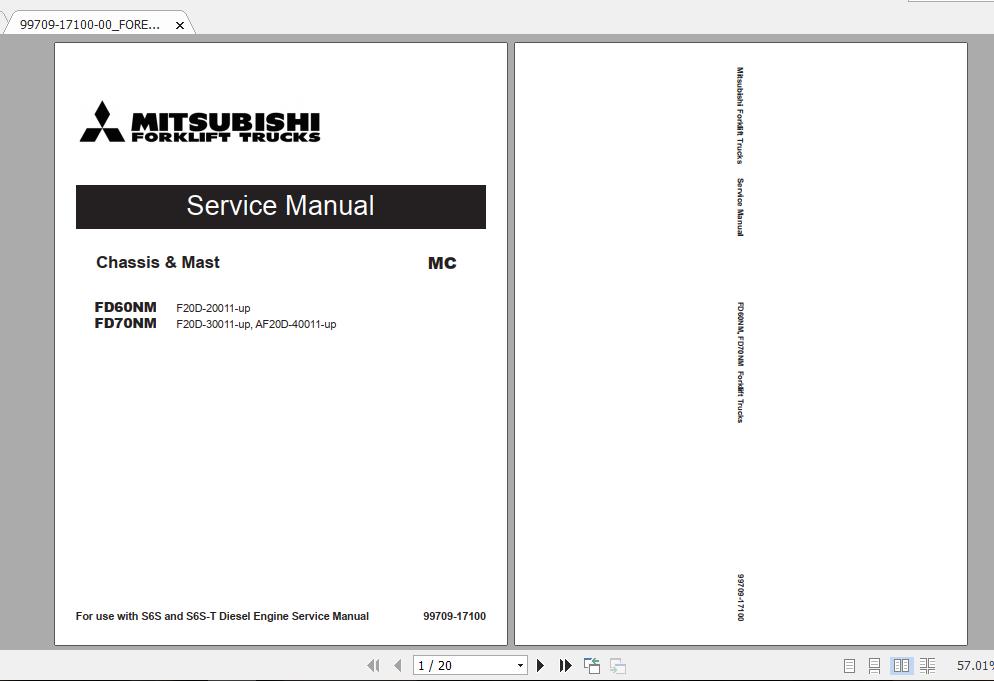 Mitsubishi Forklift FD60NMS Service Manual 1