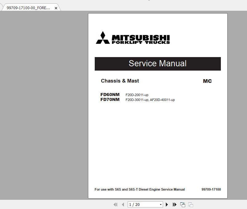 Mitsubishi Forklift FD60NM Service Manual 1