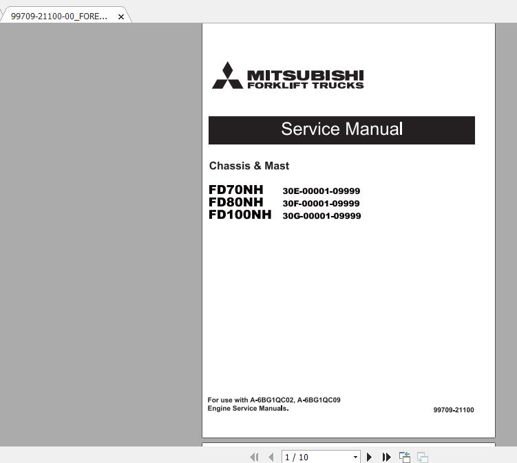 Mitsubishi Forklift FD70NH Service Manual 1