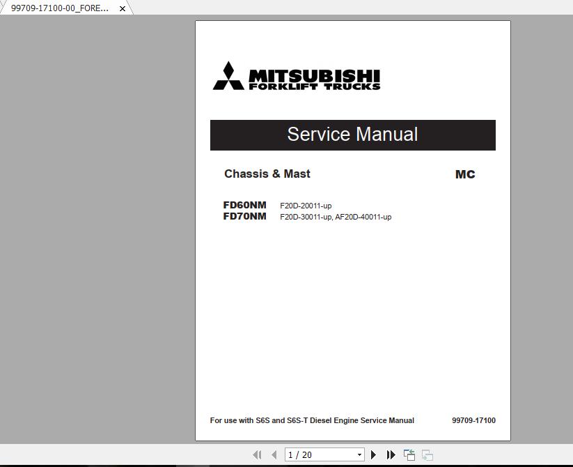 Mitsubishi Forklift FD70NM Service Manual 1