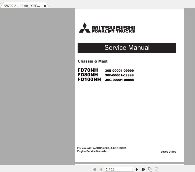 Mitsubishi Forklift FD80NH Service Manual 1