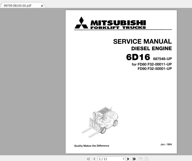 Mitsubishi Forklift FD90 Service Manual 1