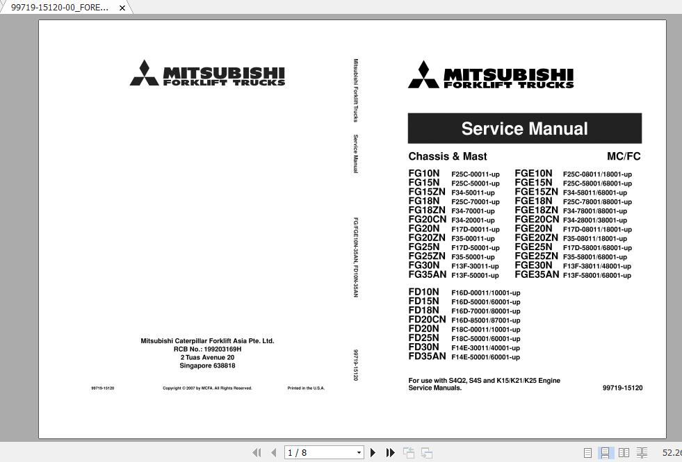 Mitsubishi Forklift FG10N Service Manual 1