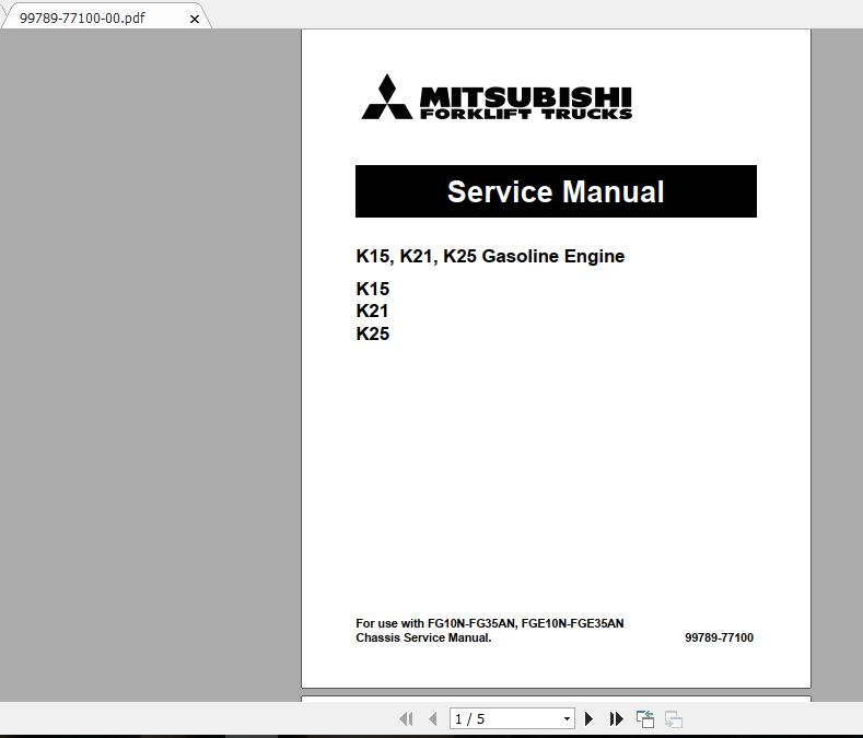 Mitsubishi Forklift FG15NM Service Manual 1