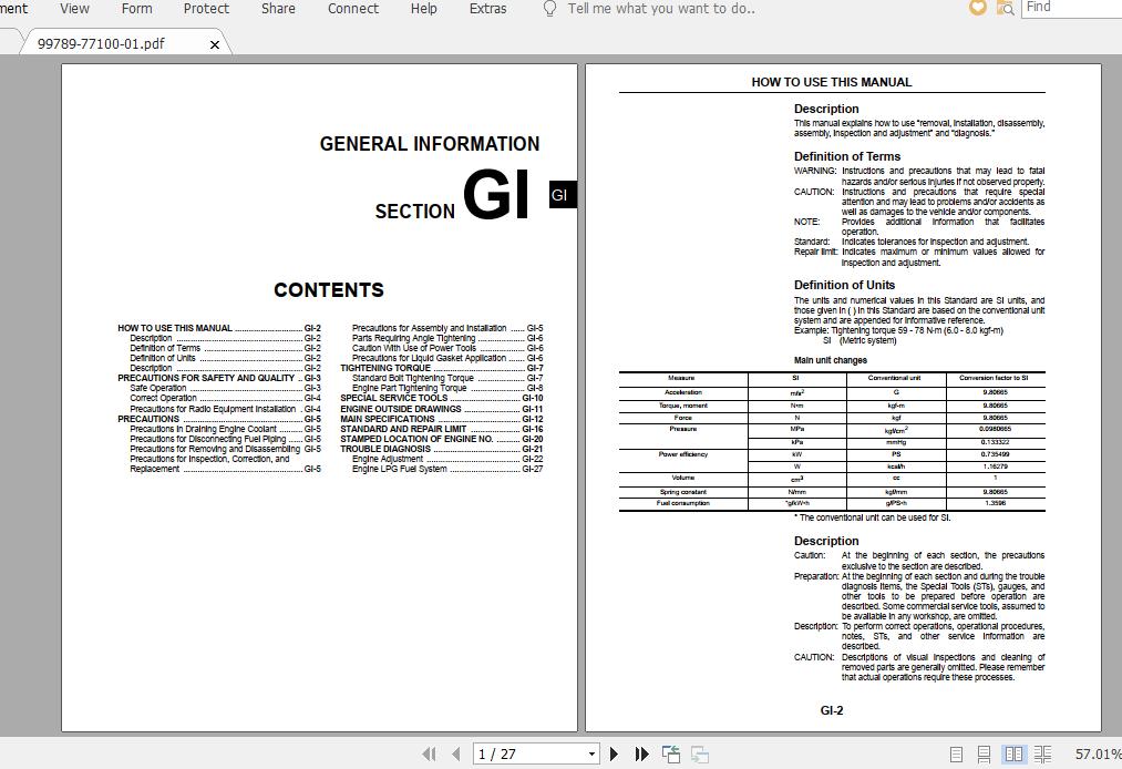 Mitsubishi Forklift FG18NM Service Manual 1