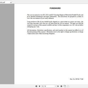 Mitsubishi Forklift FG20CNM Service Manual 1