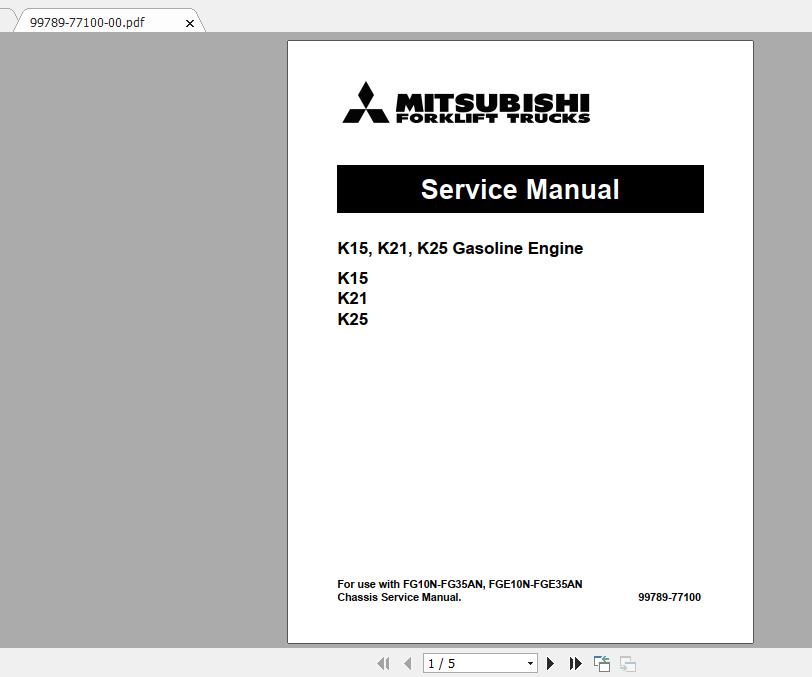 Mitsubishi Forklift FG20NM Service Manual 1