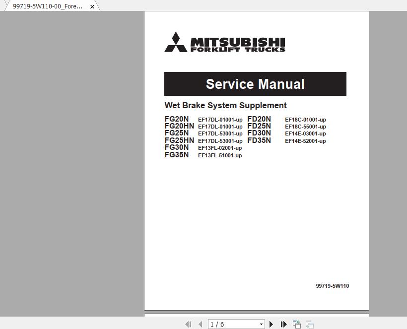 Mitsubishi Forklift FG20N Service Manual 1