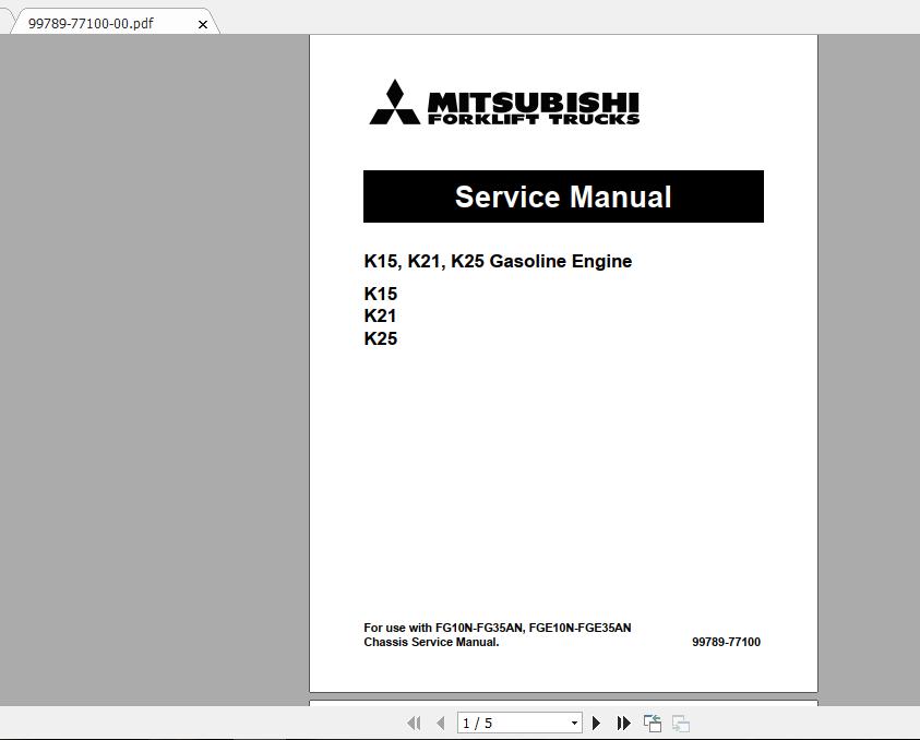 Mitsubishi Forklift FG25NM Service Manual 1