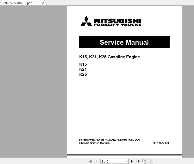 Mitsubishi Forklift FG30NM Service Manual 1