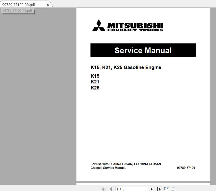 Mitsubishi Forklift FG35NM Service Manual 1