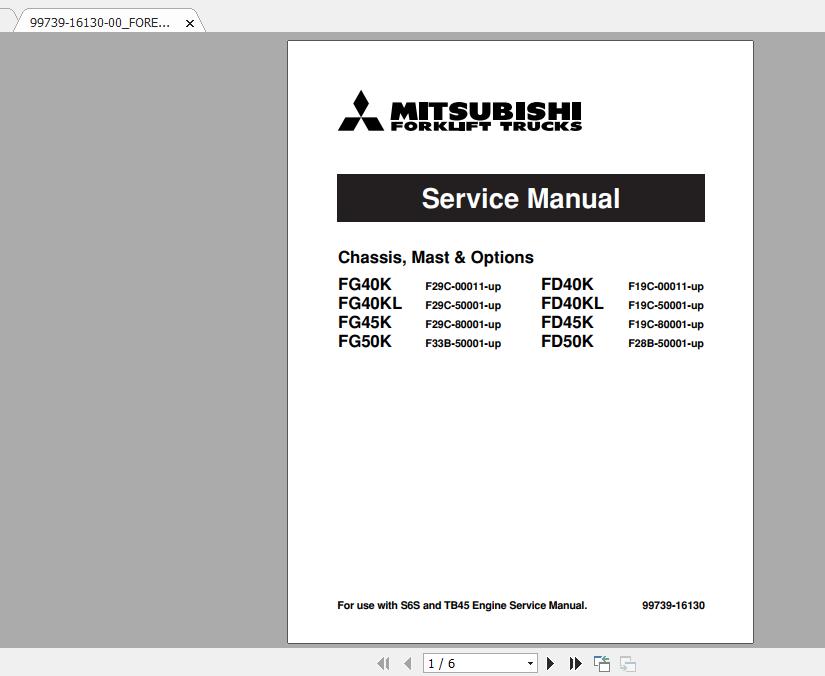 Mitsubishi Forklift FG40K Service Manual 1