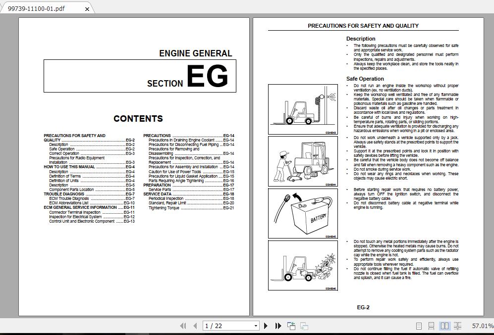 Mitsubishi Forklift FG40NF Service Manual 2